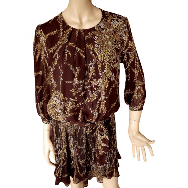 Vestido Manga Francesa Plisado