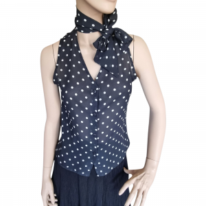 Blusa sin Manga lunares con Lazo