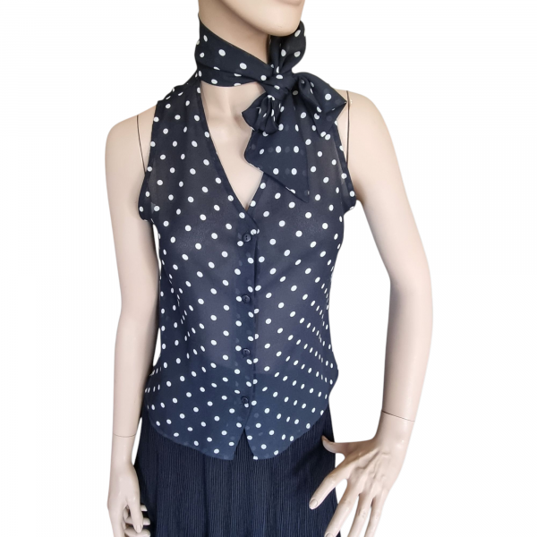 Blusa sin Manga lunares con Lazo