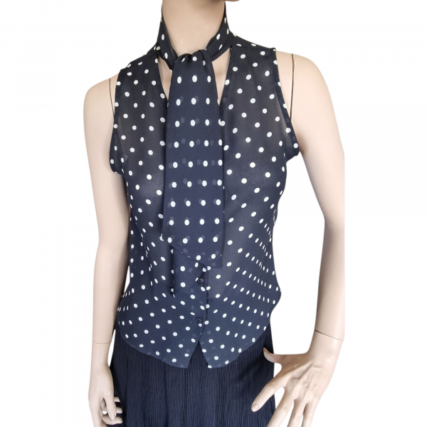 Blusa sin Manga lunares con Lazo - Imagen 3